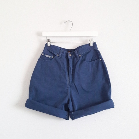 VTG Route 66 Indigo Blue High Waisted Shorts - Picture 2 of 6